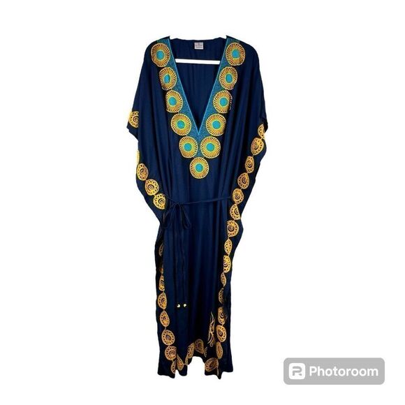 La LeeLa Women Maxi Summer Dress Swimsuit Cover-up Low Cut V-neck One Size Fits - Picture 2 of 9